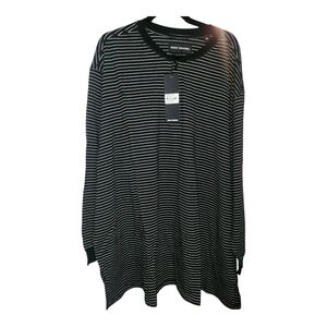 Black and White Striped Long Sleeve Shirt BIG AND TALL